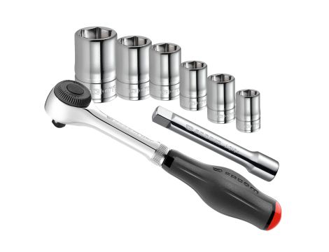Facom - Zestaw narzędziowy 3/8" z grzechotką, przedłużką i nasadkami 8 - J.360PACKPB