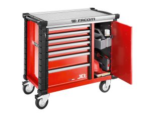 Facom - Ruchome stanowisko pracy JET, 7 szuflad, 3 moduły na szufladę, czerwone - JET.T7M3A