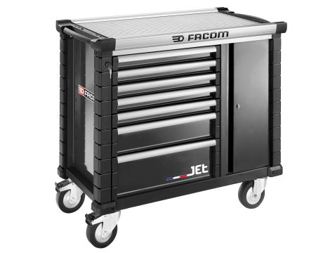 Facom - Ruchome stanowisko pracy JET, 7 szuflad, 3 moduły na szufladę, czarne - JET.T7NM3A