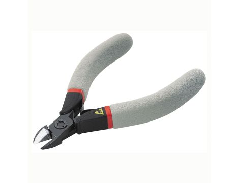 Facom - szczypce ESD tnące z główką ostrołukową, krępe, cięcie osiowe, Ø CuNi 0,3 – 1,4 mm - 405.10E