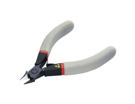 Facom - szczypce ESD tnące z główką z ostrym zakończeniem, szczęki wysmukłe,  cięcie półosiowe, Ø CuNi 0,1 – 0,8 mm - 416.PE