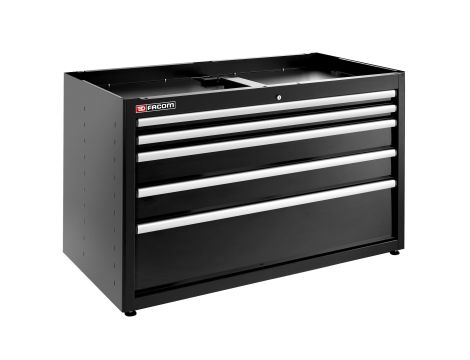 Facom - Szafka niska Jetline+, podwójna, 5 szuflad, czarna - JLS3-MBD5TBS