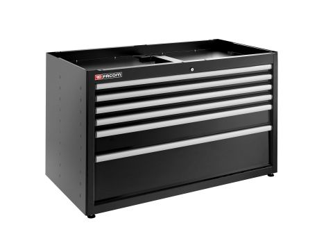 Facom - Szafka niska Jetline+, podwójna, 6 szuflad, czarna - JLS3-MBD6TBS