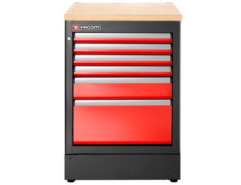 Facom - Szafka niska Jetline+, pojedyncza, 6 szuflad, czerwona - JLS3-MBS6T