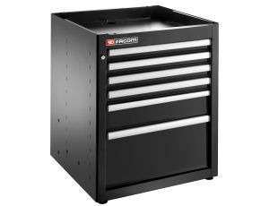 Facom - Szafka niska Jetline+, pojedyncza, 6 szuflad, czarna - JLS3-MBS6TBS