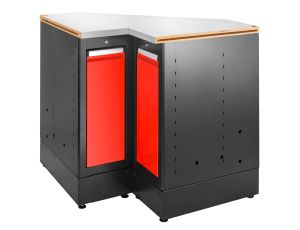 Facom - Szafa narożna Jetline+ z blatem nierdzewnym, 2 szuflady, 2 półki, czerwony - JLS3-MBSCSG