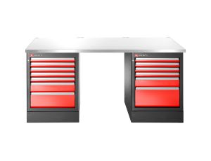 Facom - Stół warsztatowy 2182 mm, blat metalowy, 13 szuflad, wysoki - JLS3-2MS13DH
