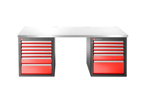 Facom - Stół warsztatowy 2182 mm, blat metalowy, 13 szuflad, niski - JLS3-2MS13DL