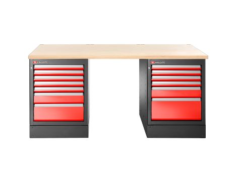 Facom - Stół warsztatowy 2182 mm, blat drewniany, 13 szuflad, wysoki - JLS3-2MW13DH