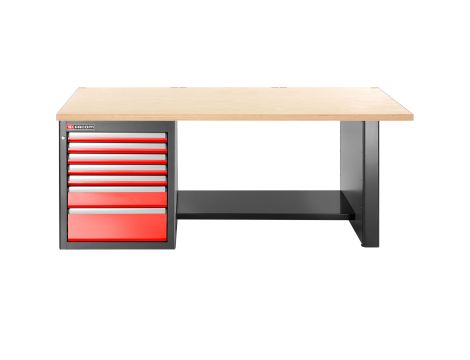 Facom - Stół warsztatowy 2182 mm, blat drewniany, 7 szuflad, niski - JLS3-2MW7DL