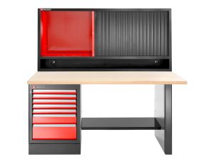 Facom - Stół warsztatowy 2182 mm, blat drewniany, 7 szuflad, wysoki + szafka JLS3-MHTR - JLS3-2MW7DSCH