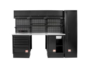 Facom - Zestaw mebli ROLL, 2710 mm, blat ocynkowany, czarny - RWS2-8BS