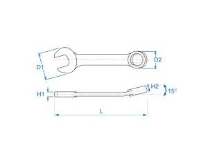 King Tony - KLUCZ PŁASKO-OCZKOWY KRÓTKI 14mm x 115mm - 10D0-14 - image 2
