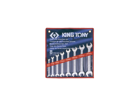King Tony - ZESTAW KLUCZY PŁASKICH calowych 1/4 - 7/8", 8cz. ETUI - 1108SR