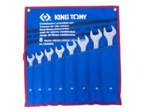 King Tony - ZESTAW KLUCZY PŁASKO-OCZKOWYCH 8cz. 18 - 32mm, ETUI - 1208MRN