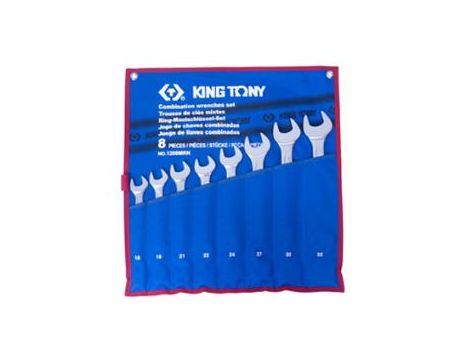 King Tony - ZESTAW KLUCZY PŁASKO-OCZKOWYCH 8cz. 18 - 32mm, ETUI - 1208MRN