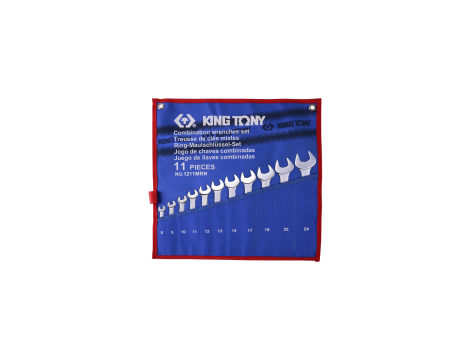 King Tony - ZESTAW KLUCZY PŁASKO-OCZKOWYCH 11cz. 8 - 24mm, ETUI - 1211MRN