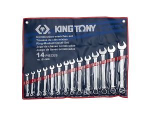 King Tony - ZESTAW KLUCZY PŁASKO-OCZKOWYCH 14cz. 10 - 32mm, ETUI - 1214MR