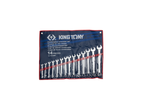 King Tony - ZESTAW KLUCZY PŁASKO-OCZKOWYCH 14cz. 10 - 32mm, ETUI - 1214MR