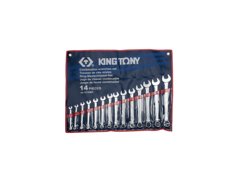 King Tony - ZESTAW KLUCZY PŁASKO-OCZKOWYCH 14cz. 8 - 24mm, ETUI - 1215MR