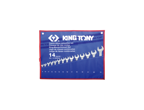 King Tony - ZESTAW KLUCZY PŁASKO-OCZKOWYCH 14cz. 8 - 24mm, ETUI - 1215MRN01