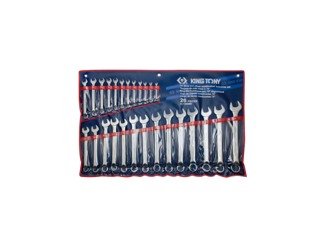 King Tony - ZESTAW KLUCZY PŁASKO-OCZKOWYCH 26cz. 6 - 32mm, ETUI Z MATERIAŁU - 1266MR