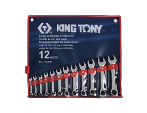 King Tony - ZESTAW KLUCZY PŁASKO-OCZKOWYCH KRÓTKICH 12cz. 8 - 19mm, ETUI - 1282MR