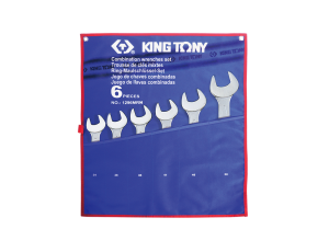 King Tony - ZESTAW KLUCZY PŁASKO-OCZKOWYCH 6cz. 34 - 50mm, ETUI - 1296MRN