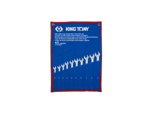 King Tony - ZESTAW KLUCZY PŁASKO-OCZKOWYCH DŁUGICH 10cz. 10 - 19mm, ETUI - 12A0MRN