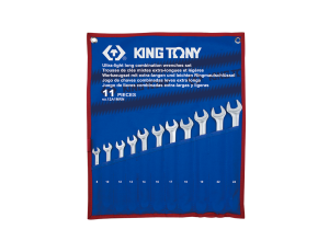 King Tony - ZESTAW KLUCZY PŁASKO-OCZKOWYCH DŁUGICH 11cz. 8 - 24mm, ETUI - 12A1MRN