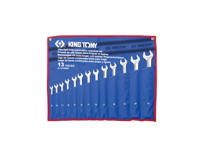 King Tony - ZESTAW KLUCZY PŁASKO-OCZKOWYCH DŁUGICH 13cz. 8 - 24mm, ETUI - 12A3MRN