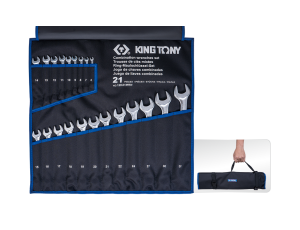 King Tony - ZESTAW KLUCZY PŁASKO-OCZKOWYCH 21cz. 6 - 32mm, ETUI Z UCHWYTEM - 12D21MRN