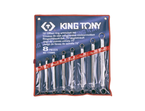 King Tony - ZESTAW KLUCZY OCZKOWYCH ODGIĘTYCH 75° 8cz. 6 - 23mm, ETUI - 1708MR