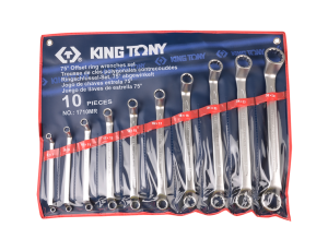 King Tony - ZESTAW KLUCZY OCZKOWYCH ODGIĘTYCH 75° 10cz. 6 - 32mm, ETUI - 1710MR