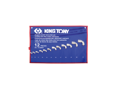 King Tony - ZESTAW KLUCZY FAJKOWYCH (2x6-kąt) 12cz. 8 - 24mm, ETUI - 1912MRN