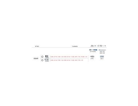 King Tony - ZESTAW NASADEK CALOWYCH 1/4" 26cz. KRÓTKIE + DŁUGIE, 6-kąt. 5/32 - 1/2" Z GRZECHOTKĄ I AKCESORIAMI, KASETA - 2526SR