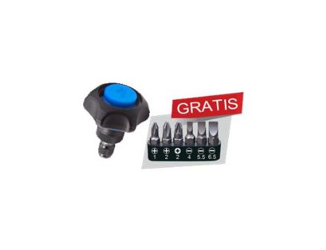 King Tony - MINI GRZECHOTKA RĘCZNA 48 ZĘBÓW Z UCHWYTEM DO BITÓW 1/4" PLUS ZESTAW BITÓW 6 SZT. - 2746P