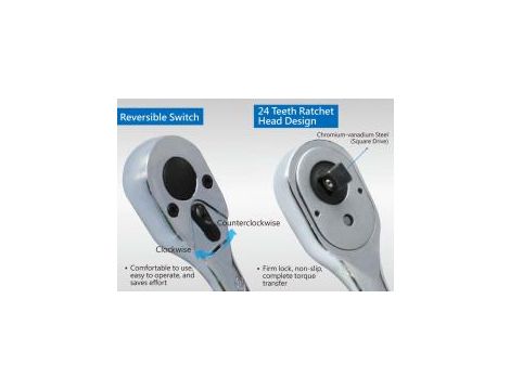 King Tony - GRZECHOTKA 1/4" 24 ZĘBY 140mm UCHWYT POLEROWANY - 2769-55P - 4