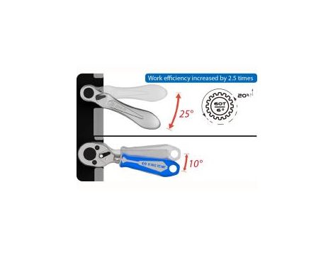 King Tony - GRZECHOTKA MINI 1/4" 60 ZĘBÓW Z UCHWYTEM DO BITÓW 1/4" 87.6mm + UCHWYT 1/4" - 276B-0225 - 2