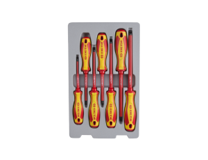 King Tony - ZESTAW WKRĘTAKÓW IZOLOWANYCH 7 cz. KRZYŻAK PH No.1, No.2, No.3, PŁASKIE 4 X100, 5,5 x 125, 6,5 x 150, 8 - 30617MR