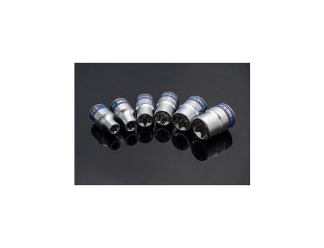 King Tony - ZESTAW NASADEK GWIAZDKOWYCH 3/8" 6cz. KRÓTKIE E-TORX E8 - E18, SZYNA, - 3106PR - 2