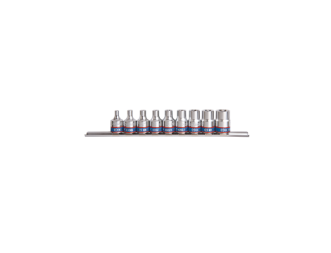 King Tony - ZESTAW NASADEK GWIAZDKOWYCH 3/8" 9cz. KRÓTKIE E-TORX E4 - E16, SZYNA, - 3129PR