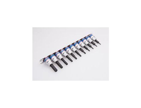 King Tony - ZESTAW NASADEK 3/8" TORX Z OTWOREM 11cz. T8 - T50, SZYNA, - 3131PR8 - 2