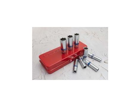 King Tony - ZESTAW NASADEK 3/8" 8cz. DŁUGIE 6-kąt 10 - 19mm, KASETA - 3508MR - 4