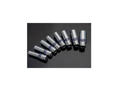 King Tony - ZESTAW NASADEK 3/8" 8cz. DŁUGIE 6-kąt 10 - 19mm, ZESTAW NA SZYNIE - 3508MR10 - 3