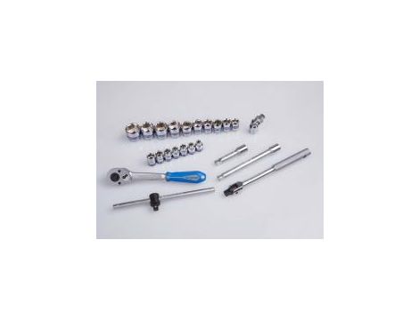 King Tony - ZESTAW NASADEK 3/8" 23cz. KRÓTKIE 6-kąt. 6 - 22mm Z GRZECHOTKĄ I AKCESORIAMI, WALIZKA - 3523MRV10 - 2