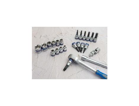 King Tony - ZESTAW NARZĘDZI 3/8" 24cz. NASADKI KRÓTKIE 6-kąt. 6 - 22mm, HEX 3 - 10, KRZYŻ. 2,3 PŁASKIE 5, 8 Z GRZECHOTKĄ I AKCESORIAMI, KASE - 3524MR - 4