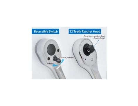 King Tony - GRZECHOTKA 3/8" 32 ZĘBY 200mm UCHWYT POLEROWANY - 3769-08P - 4