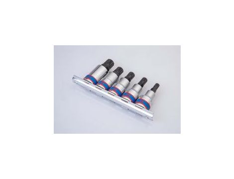 King Tony - ZESTAW NASADEK Z KOŃCÓWKĄ SPLINE 1/2" 5cz. KRÓTKIE M8 - M16, SZYNA - 4105PR - 3