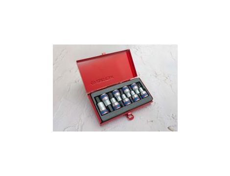 King Tony - ZESTAW NASADEK Z KOŃCÓWKĄ HEX 1/2" 9 cz. KRÓTKIE 3 - 14mm KASETA - 4110PR - 2